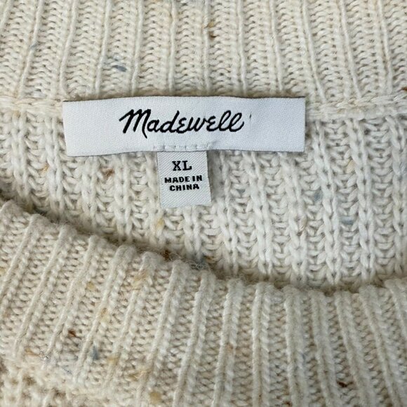 Madewell Donegal Sweater Dress Womens Sz XL Ivory Wool Blend Curved Hem Knit - Picture 9 of 10